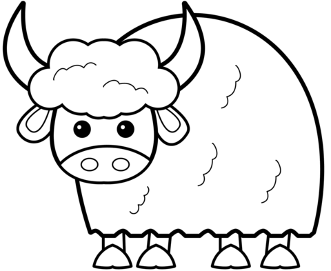 Cute Yak Coloring Page